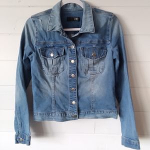 Kut From The Kloth intentionally faded and distressed button up jean jacket